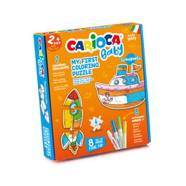 Carioca 43080 Puzzle para Colorear Transports BABY, 6 Piezas, Niños 2 años+