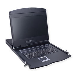 VALUE 26.99.0162 Conmutador KVM 19 Pulgadas 8 Puertos con Monitor TFT 43.2 cm (17") 1280x1024 USB y Teclado Suizo, para Montaje Rack 1U, Negro