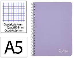 Liderpapel Cuaderno Espiral A5 Witty Tapa Dura 80 Hojas 90g Cuadro 4mm Violeta
