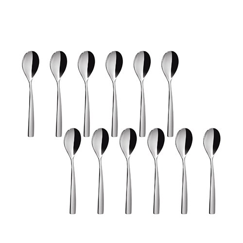 SUMMA Sinxelo Satin Cuchara Postre 185 mm - Cubertería, Acero Inoxidable 18/0, Acabado Satinado, Color Plata (Set de 12)