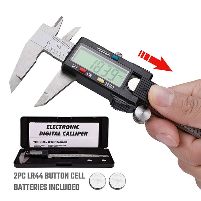 Workpro Calibre Vernier Digital 150 mm Acero Inoxidable Pantalla LCD Métrico SAE Precisión 0.02 mm