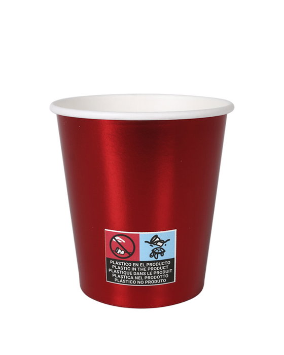 Algon Set 10 Vasos Cartón Rojo Brillo 200cc (18 Unidades)