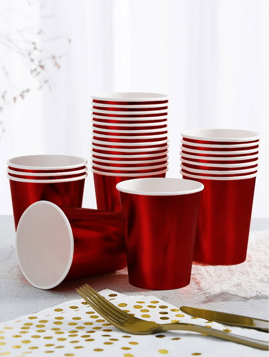 Algon Set 10 Vasos Cartón Rojo Brillo 200cc (18 Unidades)