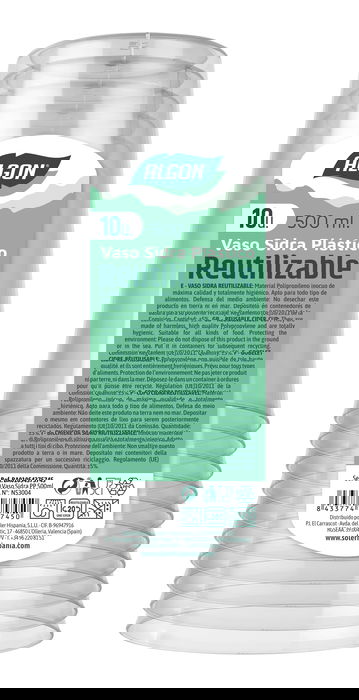 Algon Set 10 Vasos Sidra PP 500ml 9x9x12.5cm (40 Unidades)