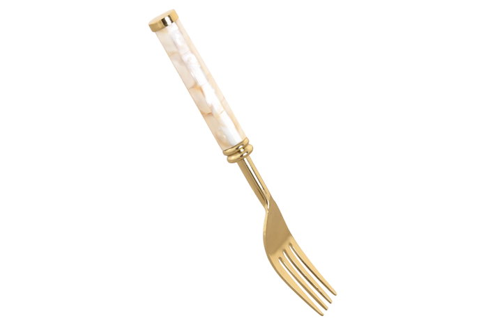 DKD Home Decor Set de Cubertería Nacar 16 Piezas Blanco y Dorado