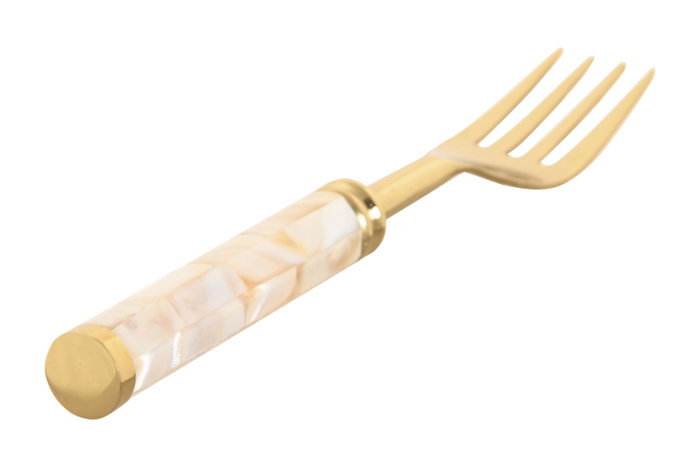 DKD Home Decor Set de Cubertería Nacar 16 Piezas Blanco y Dorado