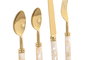 DKD Home Decor Set de Cubertería Nacar 16 Piezas Blanco y Dorado