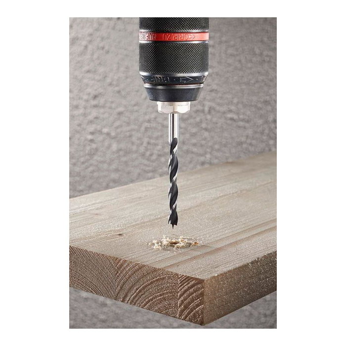 Wolfcraft Broca para Madera Ø6.00x93 mm - Espiral para Madera Blanda, Longitud de Trabajo 60 mm, Acero al Cromo-Vanadio, Vástago Redondo