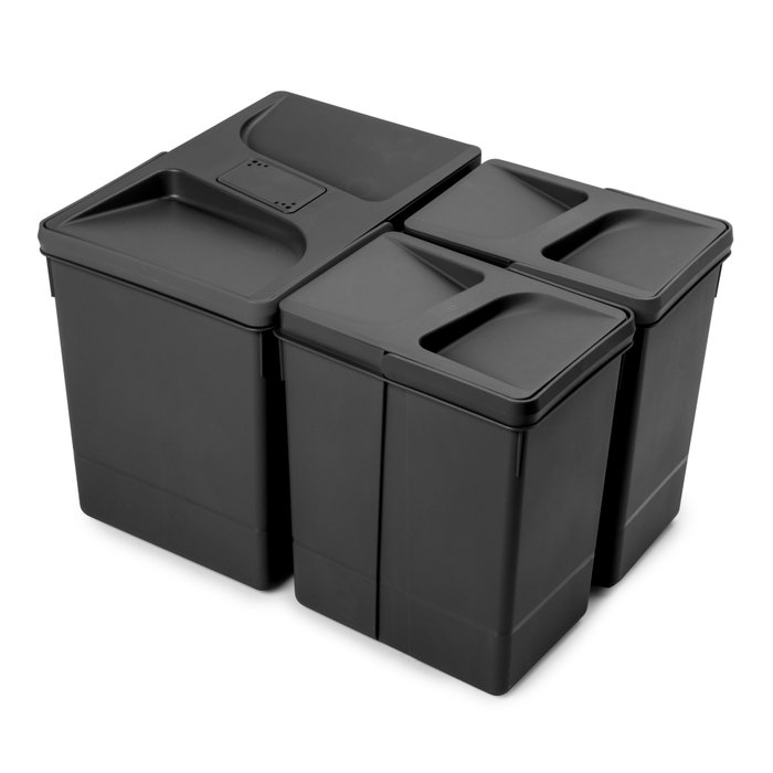 Emuca Contenedores Recycle para cajón de 1x15L y 2x7L Negro Emuca Contenedores Recycle para cajón de 1x15L y 2x7L Negro