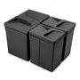 Emuca Contenedores Recycle para cajón de 1x15L y 2x7L Negro