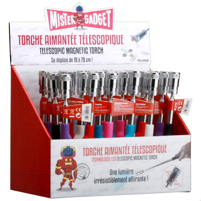 Mister Gadget Linterna Telescópica Imantada con Luz LED, Extensible de 19 cm a 79 cm