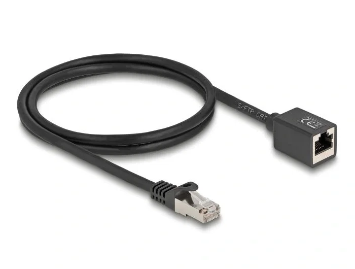 DeLOCK 90294 Cable de extensión de red RJ45 Cat6a S/FTP 1 m Negro