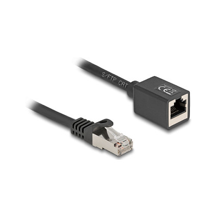 DeLOCK 90294 Cable de extensión de red RJ45 Cat6a S/FTP 1 m Negro