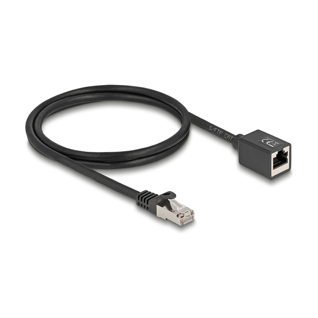 DeLOCK Prolongador Ethernet Cat 6a S/FTP 1 m Negro DeLOCK Prolongador Ethernet Cat 6a S/FTP 1 m Negro