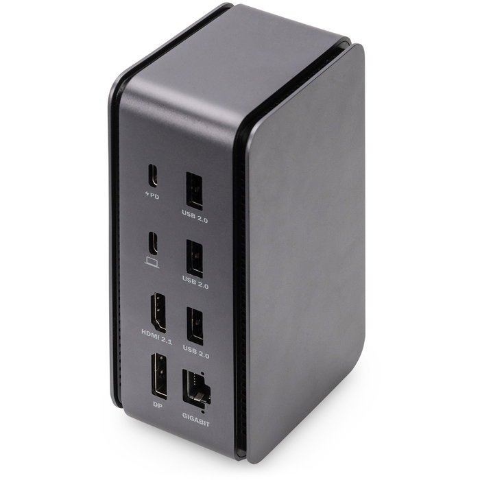 Digitus D USB - Hub Docking Station USB-C a DisplayPort/HDMI, 2xUSB-C, 3xUSB 3.2, 3xUSB 2.0, Lector Tarjetas, Audio, RJ45