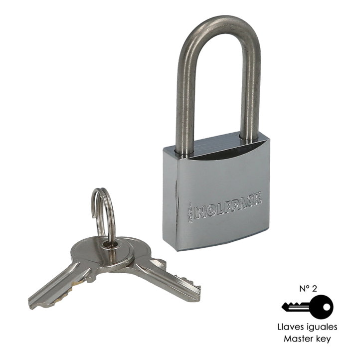 WOLFPACK LINEA PROFESIONAL Candado Inoxidable Arco Largo 30mm