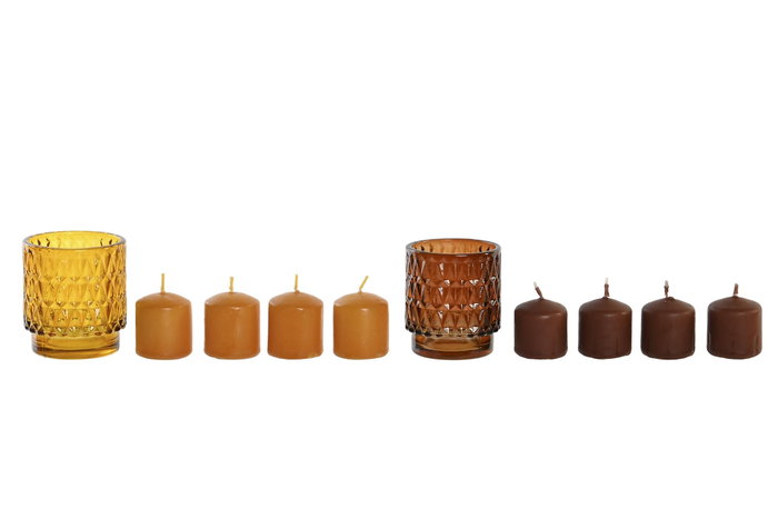 DKD Home Decor Set de 4 Velas de Cera de Parafina en Cristal, Surtido DKD Home Decor Set de 4 Velas de Cera de Parafina en Cristal, Surtido