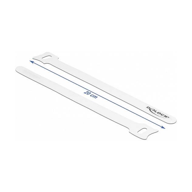 DeLOCK Bridas para cables con gancho y lazo 200 x 12 mm blanco, 10 piezas