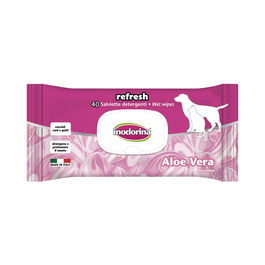 Inodorina 40Toallitas Toallitas Everyday Limpiadoras e Hidratantes para Mascotas con Aloe Vera