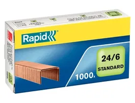 Rapid Grapas 24/6 Cobreada Caja 1000 Unidades para Hasta 20 Hojas