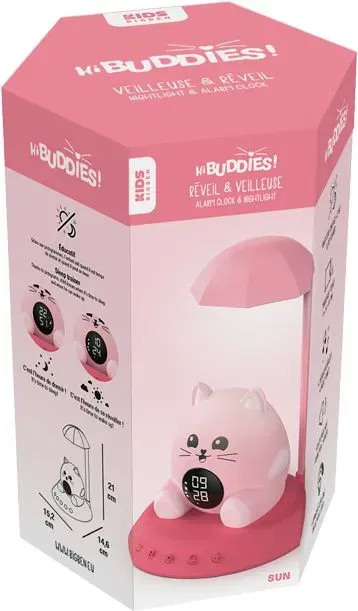 Bigben Interactive BIG3499550389937 Despertador Infantil con Luz Nocturna Diseño Gato