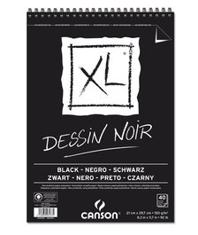 Bloc De Dibujo Canson Xl Black Drawing Con Espiral Doble Grano Fino Y Grueso A4 150G 40H (Set de 5)