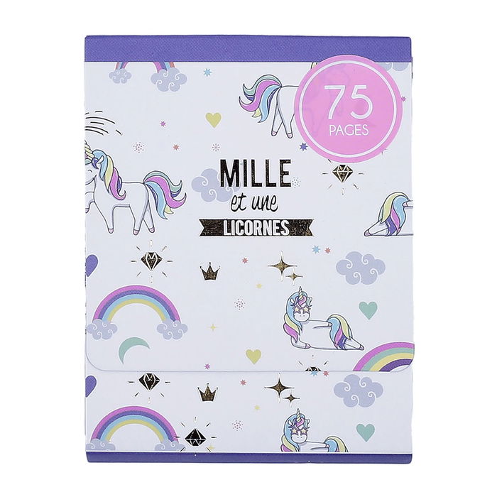 The Concept Factory Bloc Notas Unicornio 7,8x9,8 cm con Imán, Páginas Decoradas 75gr