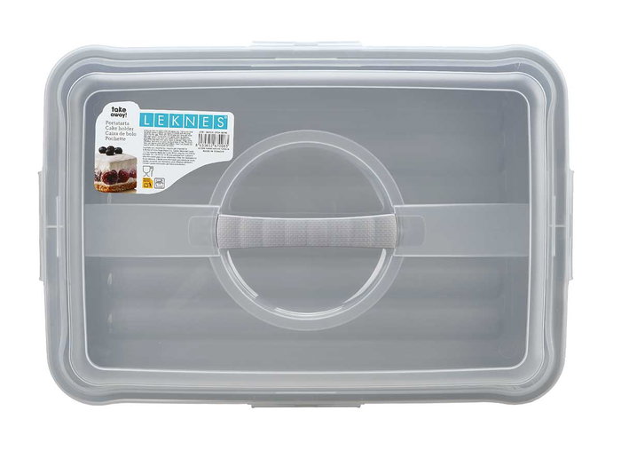 Leknes Portatarta Rectangular Gris con Asa 43 x 29.5 x 19.5 cm (Set de 12)