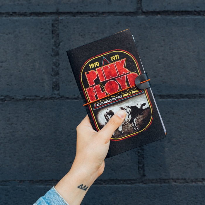 ERIK Cuaderno de Viaje Pink Floyd 19,5x12cm, 2 Cuadernillos 80 Hojas, Bolsillo Tarjetas, Cierre Banda Elástica