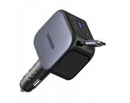 UGREEN Cargador Coche 145W 3C1A Carga Rápida con Cable USB-C Retráctil 55910B