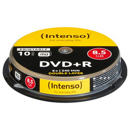 Intenso DVD+R 8.5GB 8x Speed Double Layer DVD+R DL 120 mm Printable 10 pzas Paquete Caja Pastel