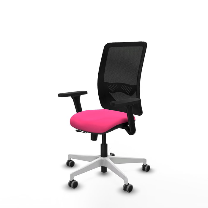 PIQUERAS Y CRESPO Silla de oficina Zulema Rosa con Brazos 3D y Malla Negra