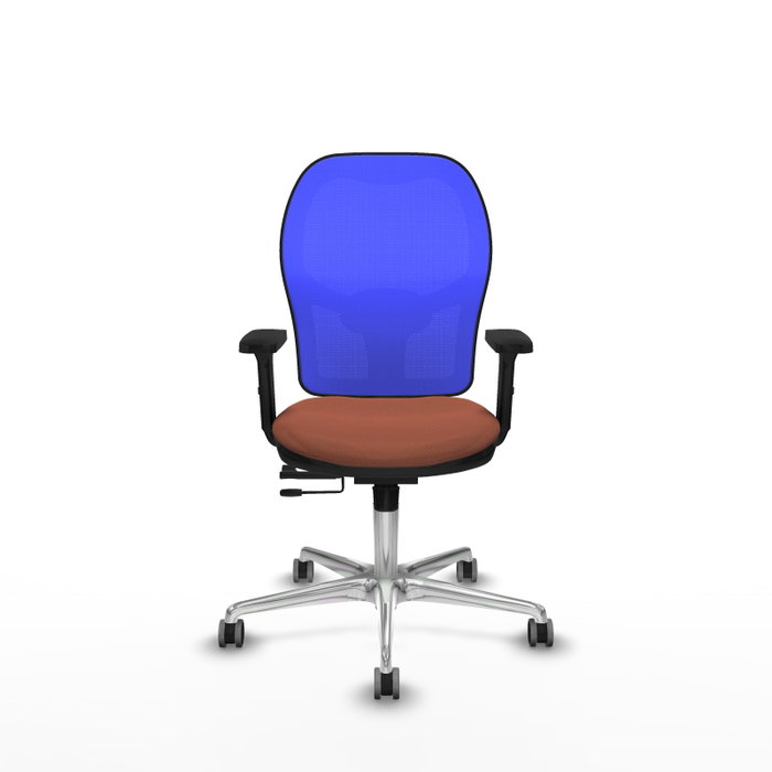 PIQUERAS Y CRESPO Silla de oficina Jorquera con mecanismo Sincro/Traslack, Tela Marrón y Malla Azul