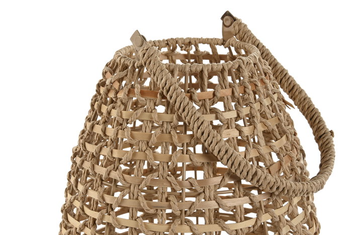 DKD Home Decor Portavela Tropical Fibra Metal Natural 22 x 22 x 32 cm (4 Unidades)