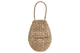 DKD Home Decor Portavela Tropical Fibra Metal Natural 22 x 22 x 32 cm (4 Unidades)