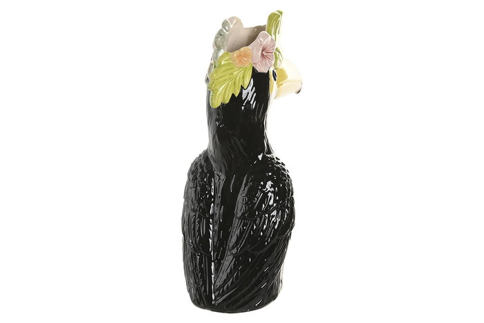 DKD Home Decor Jarrón Tropical Negro Amarillo Cerámica 10 x 25 x 19 cm