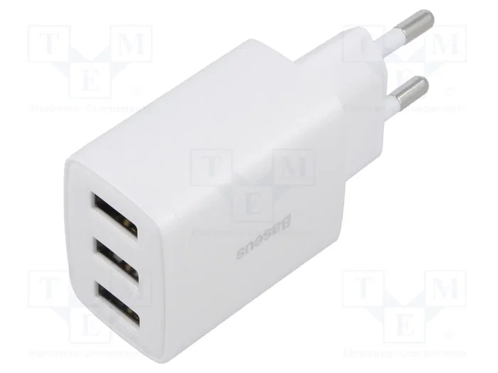 BASEUS Cargador de red con 3 puertos USB-A 17W Blanco BASEUS Cargador de red con 3 puertos USB-A 17W Blanco