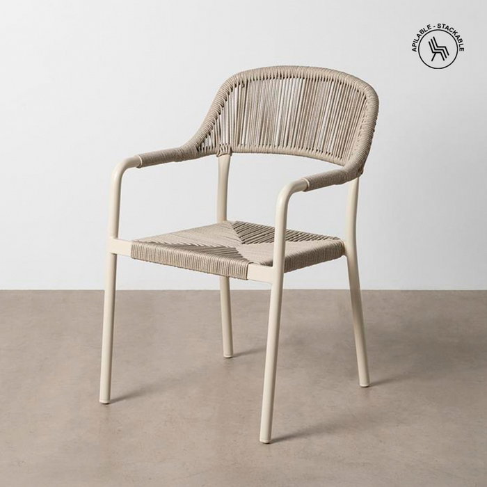 Silla Apilable Aluminio-Rattán Exterior 57 X 61 X 82 cm (Set de 2) Silla Apilable Aluminio-Rattán Exterior 57 X 61 X 82 cm (Set de 2)
