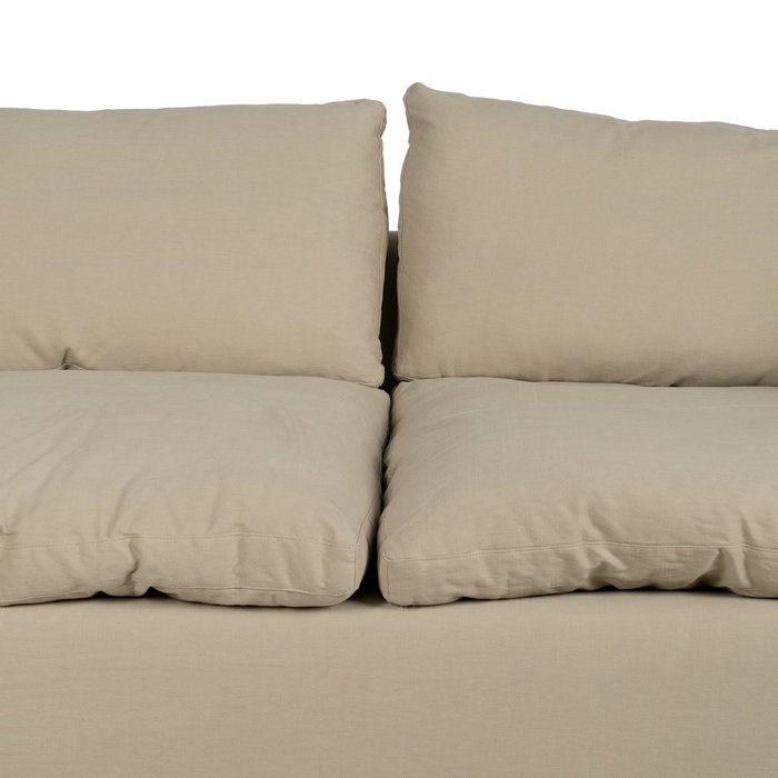 Sofá 3 Plazas Beige Tejido-Madera 212 X 100 X 83 cm Sofá 3 Plazas Beige Tejido-Madera 212 X 100 X 83 cm