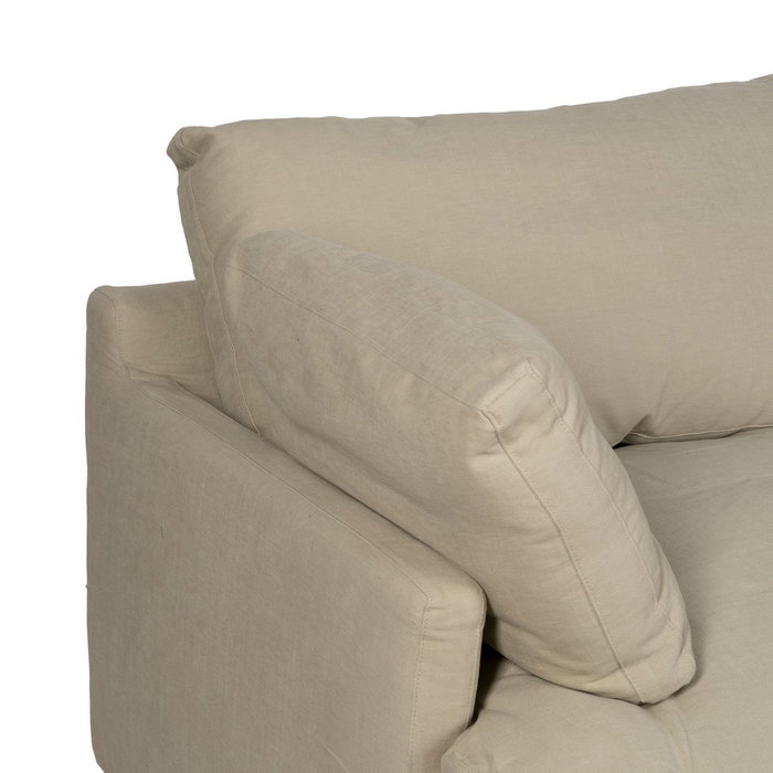 Sofá 3 Plazas Beige Tejido-Madera 212 X 100 X 83 cm Sofá 3 Plazas Beige Tejido-Madera 212 X 100 X 83 cm