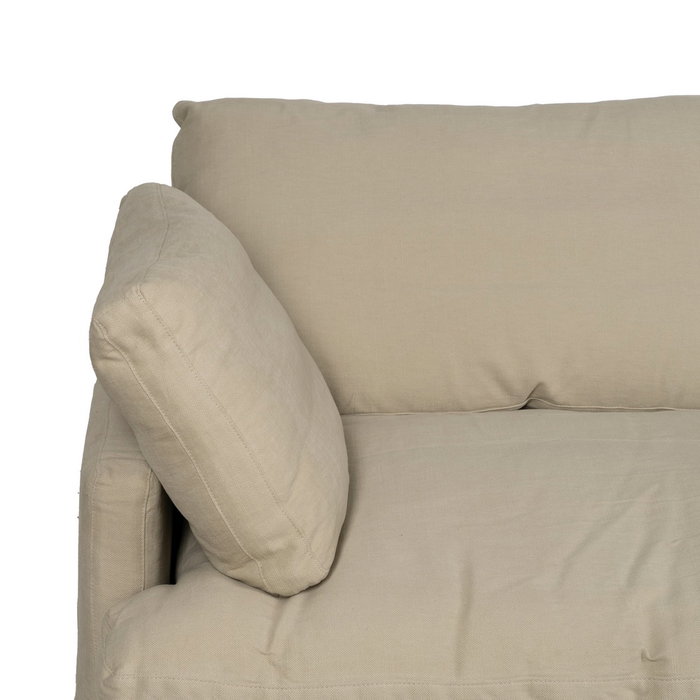 Sofá 3 Plazas Beige Tejido-Madera 212 X 100 X 83 cm Sofá 3 Plazas Beige Tejido-Madera 212 X 100 X 83 cm