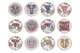 DKD Home Decor Posavasos Elefant Surtido de 12 Unidades