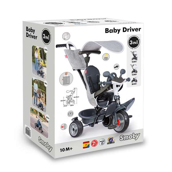 Smoby Triciclo Baby Driver Gris 741503