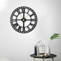 Wallity Reloj de Pared Decorativo de Metal Classic 50x50cm Negro Elegante Hecho a Mano