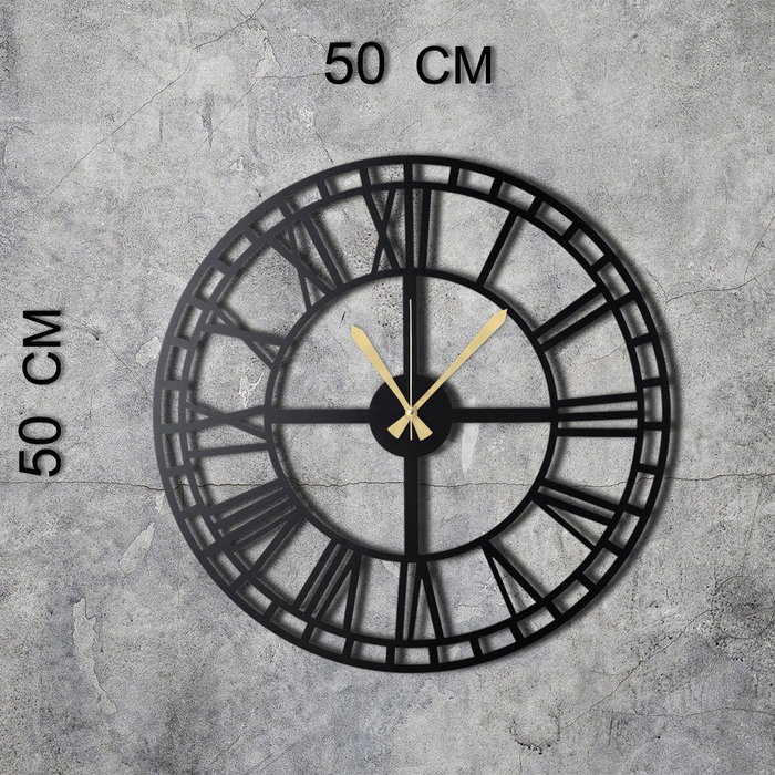 Wallity Reloj de Pared Decorativo de Metal Classic 50x50cm Negro Elegante Hecho a Mano