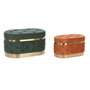 DKD Home Decor Set de 2 Descalzadoras de Terciopelo Verde con Capitoné
