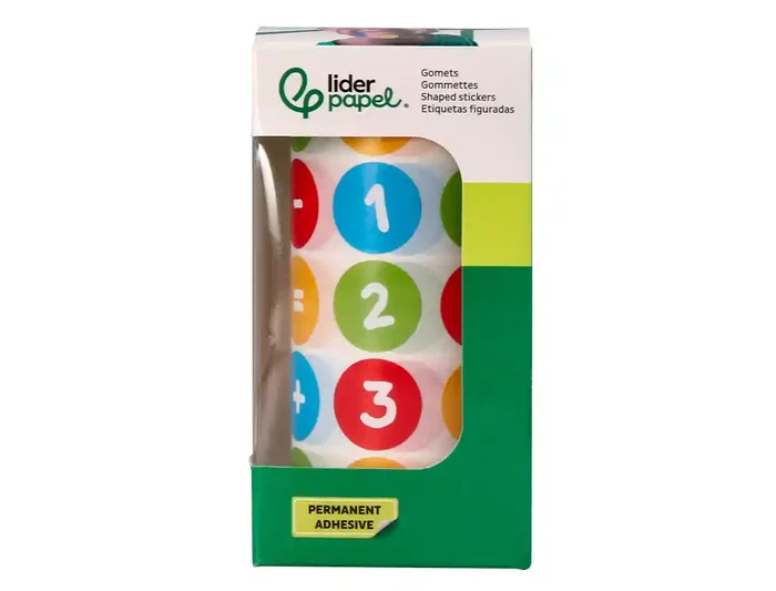 Liderpapel Gomets Autoadhesivo Redondo Números 20 mm Colores Surtidos Rollo 1000 Unidades Caja Cartón