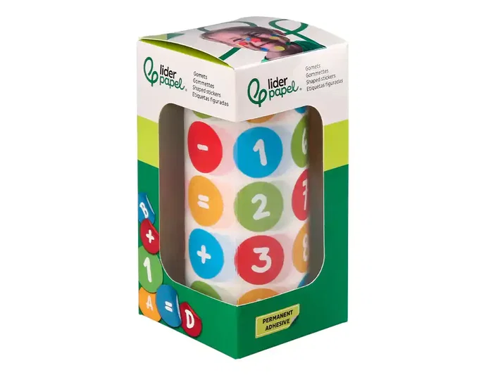 Liderpapel Gomets Autoadhesivo Redondo Números 20 mm Colores Surtidos Rollo 1000 Unidades Caja Cartón