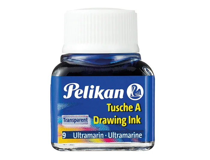 Pelikan Tinta china azul ultramar para dibujar y pintar, bote de 10 ml Pelikan Tinta china azul ultramar para dibujar y pintar, bote de 10 ml