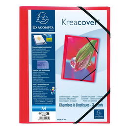 Carpeta De Gomas Y Solapas Exacompta Kreacover Pp Translucido A4 Rojo (Set de 5)